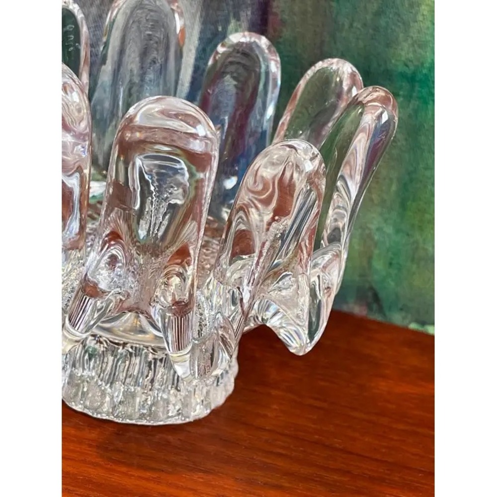 Kosta Boda Sunflower Candleholder Goran Warff 1970s Swedish Art Glass Clear MCM - Picture 16 of 16